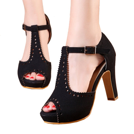 Strap Block Heel Sandals -Retro Style | Getmorebeauty