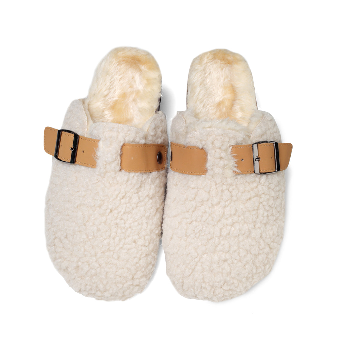 Women's Plush Warm House Slippers Memory Foam Cork Clogs